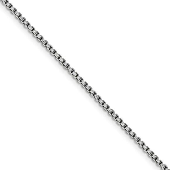 1.75mm 14k White Gold Hollow Round Box Chain Necklace 18 Inch